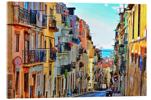 Akrylglastavla Typical street in Lisbon