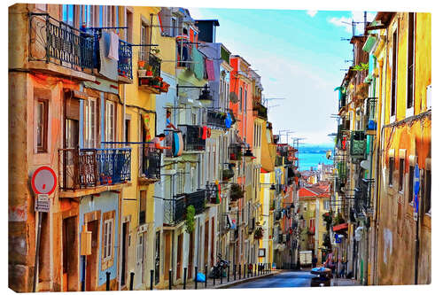 Canvas print Typical street in Lisbon