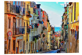 Foam board print Typical street in Lisbon