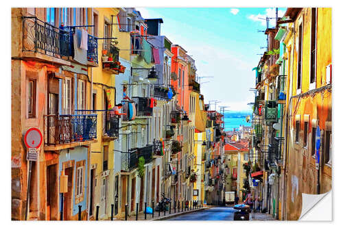 Naklejka na ścianę Typical street in Lisbon