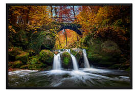 Gerahmter Kunstdruck Herbst in Luxemburg am Schiessentümpel