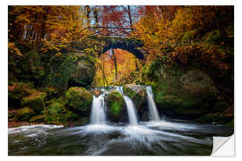 Selvklebende plakat Autumn in Luxembourg at the Schiessentuempel