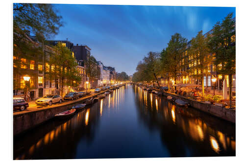 Tableau en PVC Quiet canal in Amsterdam in the evening