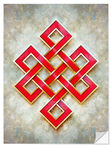 Wall sticker Red and gold-colored endless knot