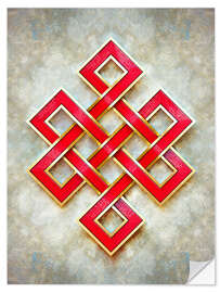 Autocolante decorativo Red and gold-colored endless knot