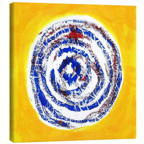 Tableau sur toile Blue spiral on yellow