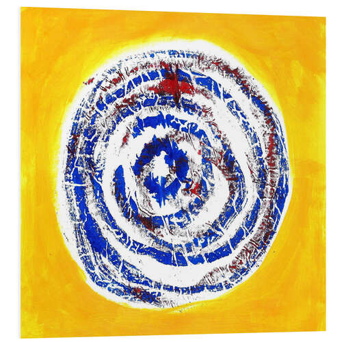 Foam board print Blue spiral on yellow