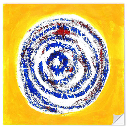 Naklejka na ścianę Blue spiral on yellow