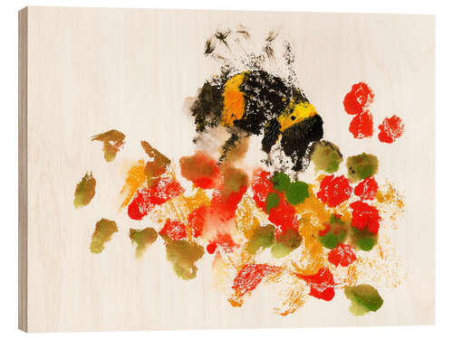 Wood print Bumblebee Honeybee