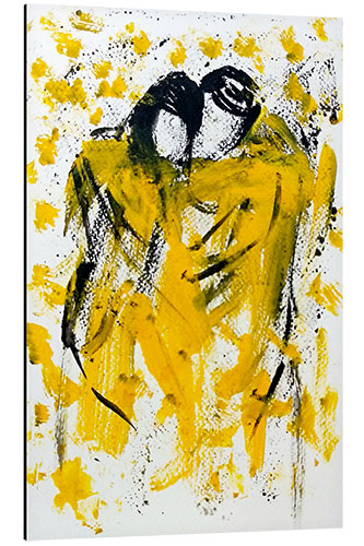 Tableau en aluminium Lovers in yellow