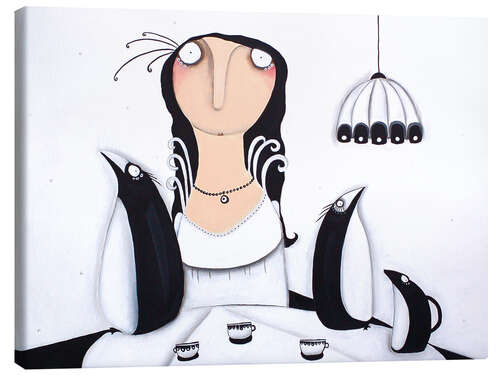 Canvas print Helene Mielenkilch-Bialoskorski with her penguins Pawel and Uwe