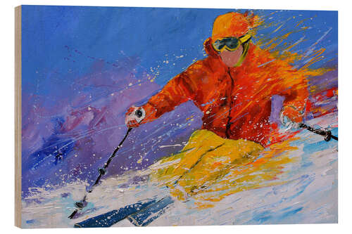 Wood print Skiing