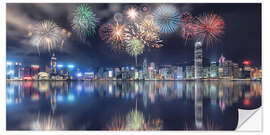 Selvklebende plakat Hong Kong Fireworks