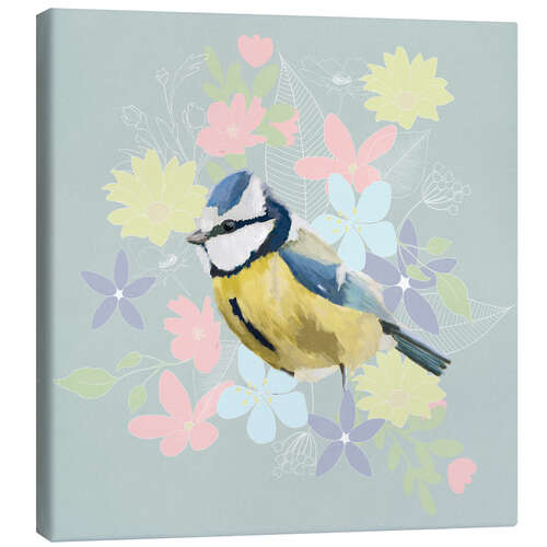 Quadro em tela Botanical blue tit