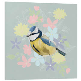 Foam board print Botanical blue tit