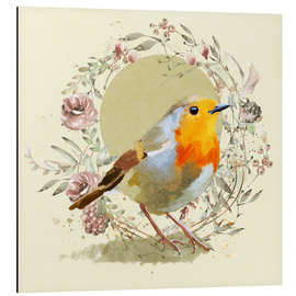 Aluminium print European Robin