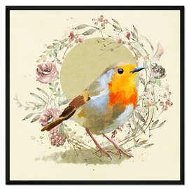 Gerahmter Kunstdruck Rotkehlchen
