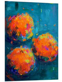 Bilde på skumplate Three oranges on teal