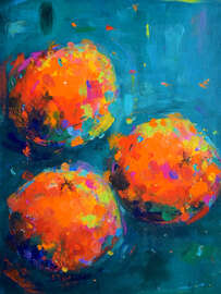 Magnettafel Drei Orangen auf Türkis