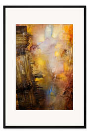 Gerahmter Kunstdruck Crossing -  abstrakte Komposition in gelb, gold und ocker