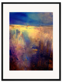 Gerahmter Kunstdruck Crossing - goldenes Land vor dunkelblauem Himmel