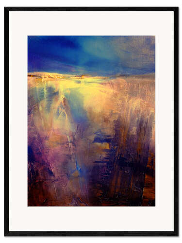 Framed art print Crossing - golden land against a dark blue sky