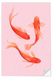 Naklejka na ścianę Three goldfish