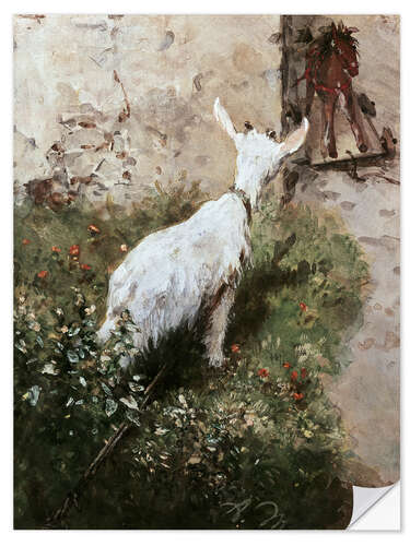 Sticker mural Goat with wooden horse