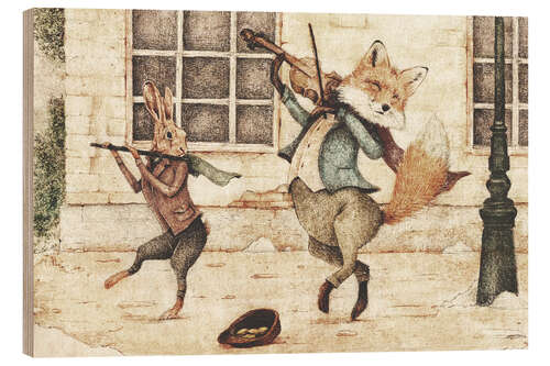 Wood print Street Musicians