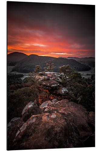 Cuadro de aluminio Red sunrise in a rocky landscape