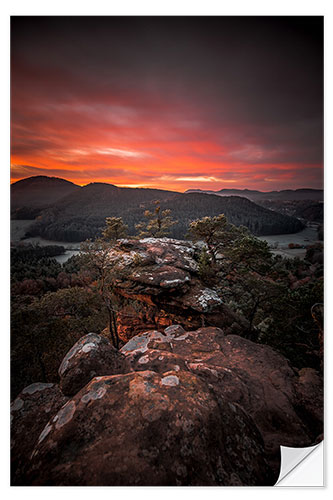 Wall sticker Red sunrise in a rocky landscape