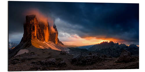 Aluminium print Mordor - sunset at the Three Peaks