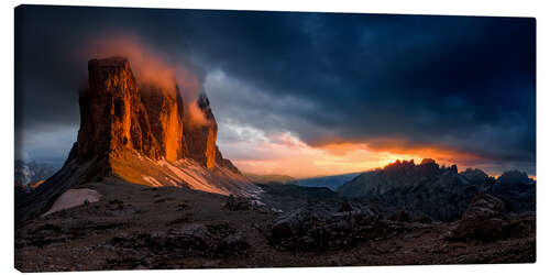 Canvas print Mordor - sunset at the Three Peaks