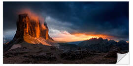 Sticker mural Mordor - sunset at the Three Peaks