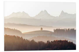 Cuadro de PVC Eiger, Mönch and Jungfrau on a foggy autumn morning