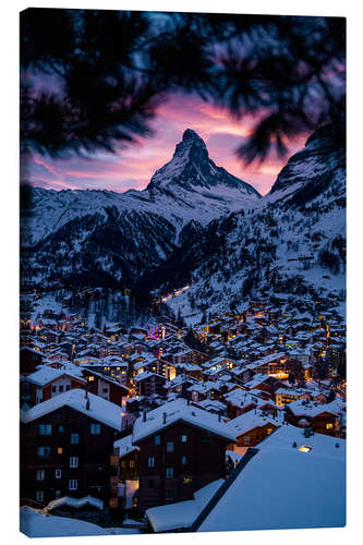 Canvas print Zermatt and the magical Matterhorn in winter