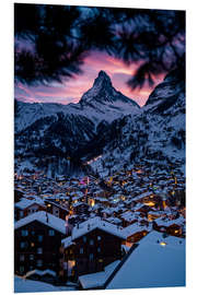 Tableau en PVC Zermatt and the magical Matterhorn in winter