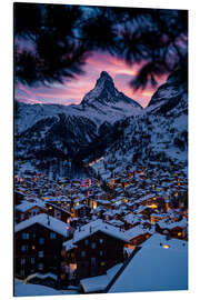 Magnettafel Zermatt und das magische Matterhorn im Winter