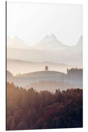 Aluminium print Tree in front of Schreckhorn in the Emmental