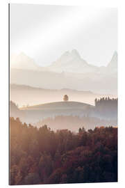 Quadro em plexi-alumínio Tree in front of Schreckhorn in the Emmental