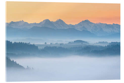 Cuadro de metacrilato Eiger, Mönch and Jungfrau on a foggy autumn morning