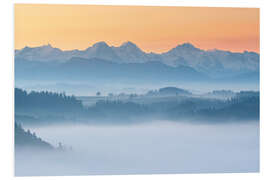 Foam board print Eiger, Mönch and Jungfrau on a foggy autumn morning