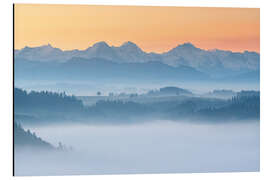 Magnettafel Eiger, Mönch und Jungfrau an einem nebligen Morgen im Herbst