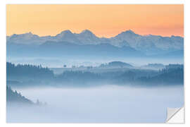 Naklejka na ścianę Eiger, Mönch and Jungfrau on a foggy autumn morning