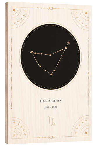 Wood print Zodiac sign Capricorn / Capricorn