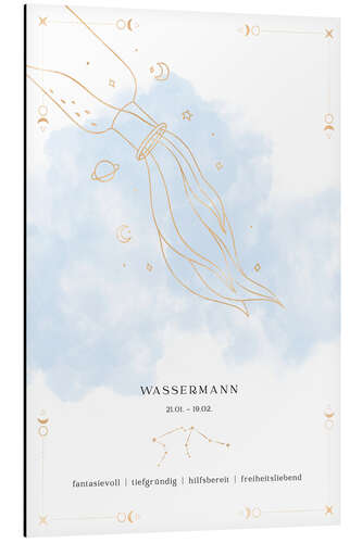 Aluminium print Zodiac sign Aquarius (German)