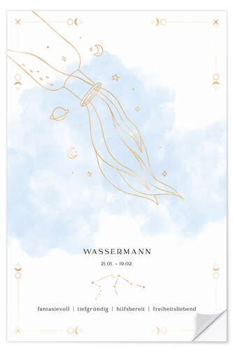 Sticker mural Zodiac sign Aquarius (German)