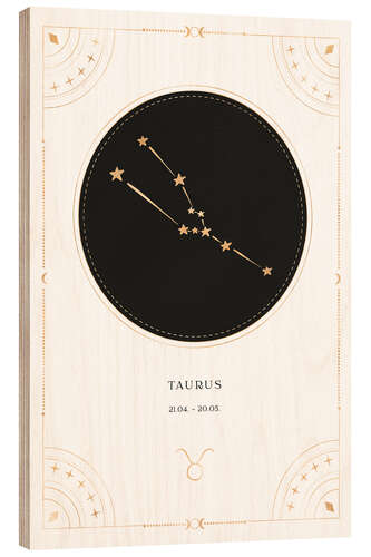 Wood print Zodiac sign Taurus / Taurus