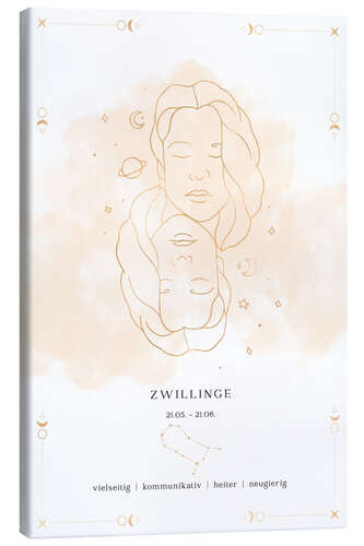 Tableau sur toile Zodiac sign Gemini (German)
