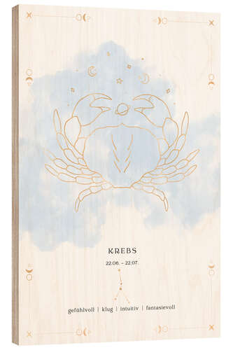Tableau en bois Zodiac sign Cancer (German)